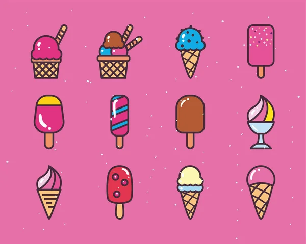 Helados icono conjunto vector de diseño — Archivo Imágenes Vectoriales