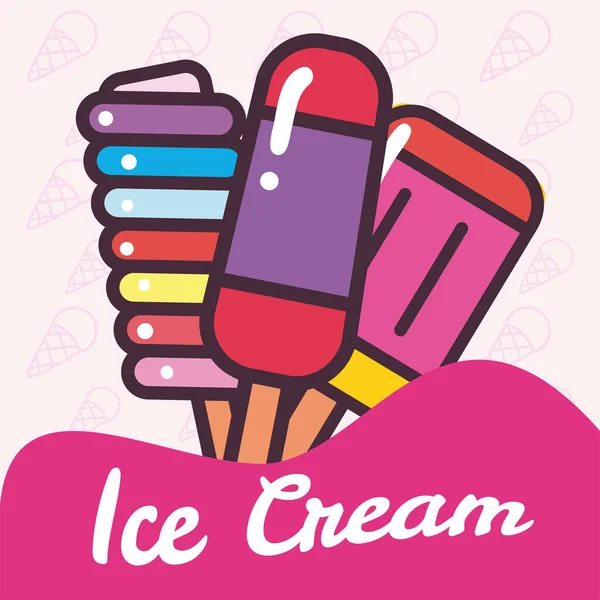 Ice creams bars with sticks vector design — Stock Vector