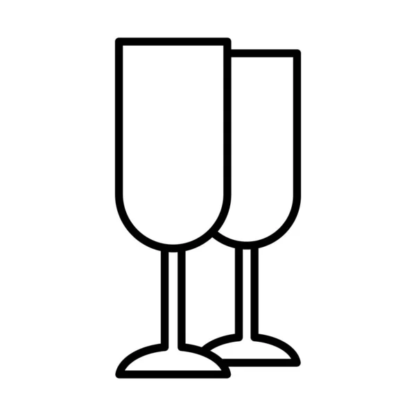Design kuchyňských prvků, ikona sklenic šampaňského, styl linky — Stockový vektor