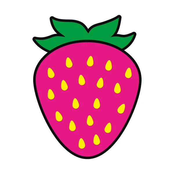 Erdbeerfrucht-Ikone, buntes Design — Stockvektor