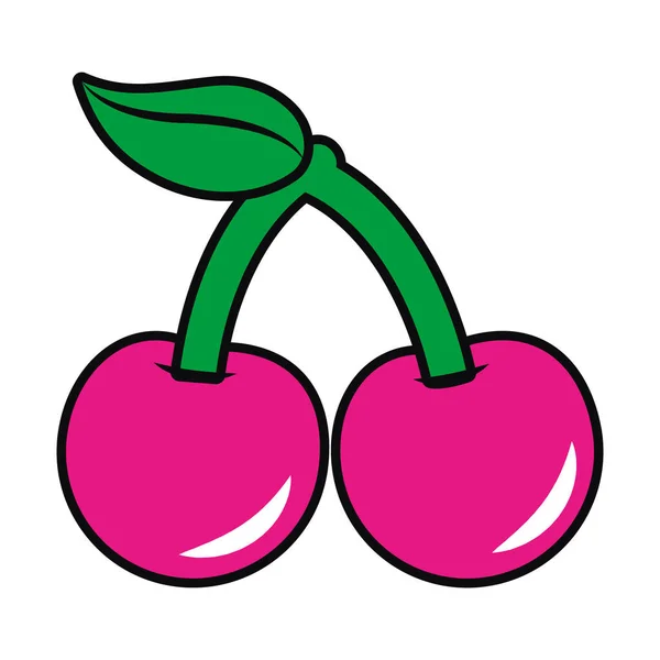 樱桃水果图标，五颜六色设计 — 图库矢量图片