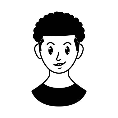 Çizgi film kadını, afro saçlı, çizgi tarzı