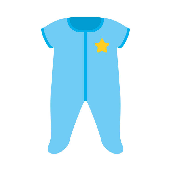 blue baby clothing with star icon, flat style