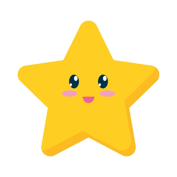 Kawaii star icon, flat style — Stock Vector