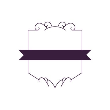 Satır etiket çerçeve tasarımı önünde vintage kurdele