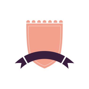 Mavi kurdele vektör tasarımlı klasik turuncu kalkan