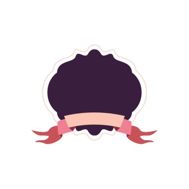 Pembe kurdele vektör tasarımlı klasik mavi etiket çerçevesi