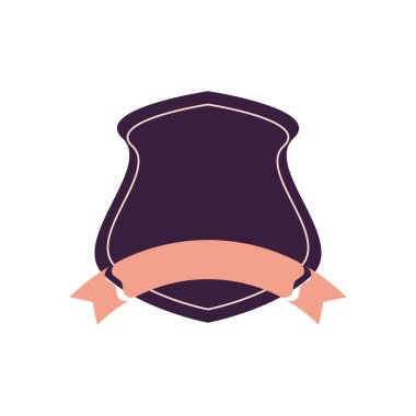 Turuncu kurdele vektör tasarımlı klasik mavi kalkan