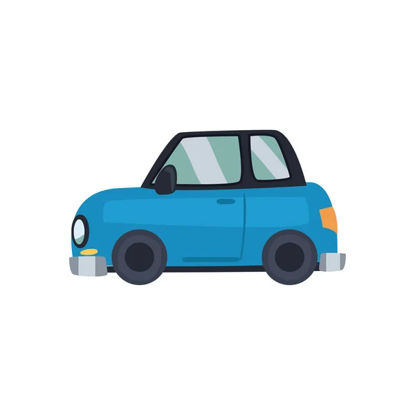 Azul y compacto coche icono diseño de vectores — Vector de stock