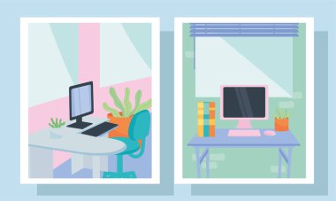 Çerçeve vektör tasarımında işyeri simgesi paketi