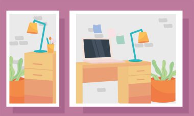 Çerçeve vektör tasarımında işyeri simgesi belirlendi