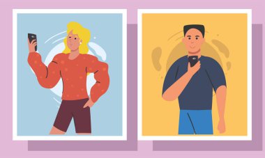 Kadın ve erkek akıllı telefon ve çerçeve tasarımı