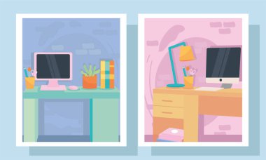 Çerçeve vektör tasarımında işyeri sembolü belirlendi