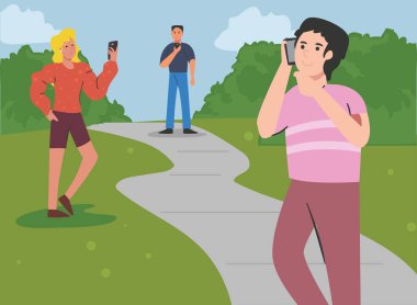 Akıllı telefon vektör tasarımlı kadın ve erkekler