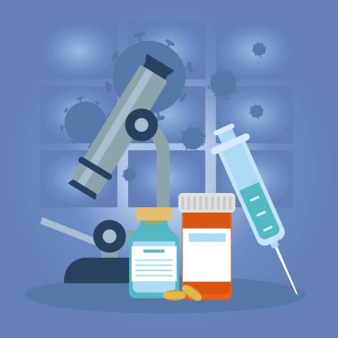 Mikroskop hapları kavanozu ve enjeksiyon vektör tasarımı