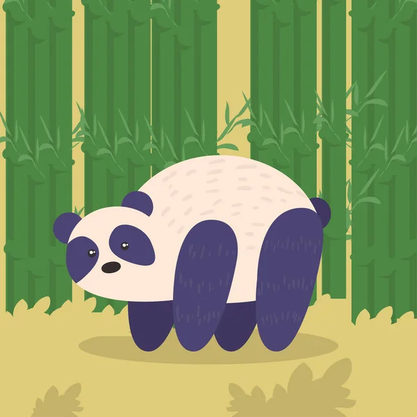 Panda met bamboe bomen vector ontwerp — Stockvector