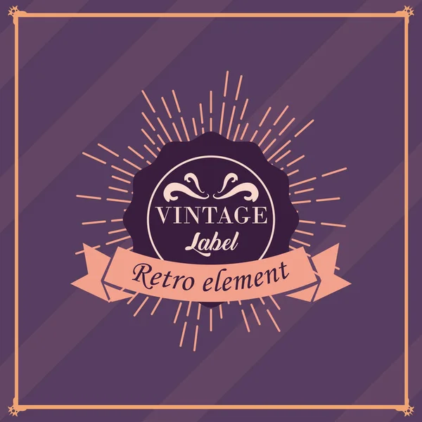 Selo selo selo vintage com fita e linhas de design vetorial elemento retro —  Vetores de Stock