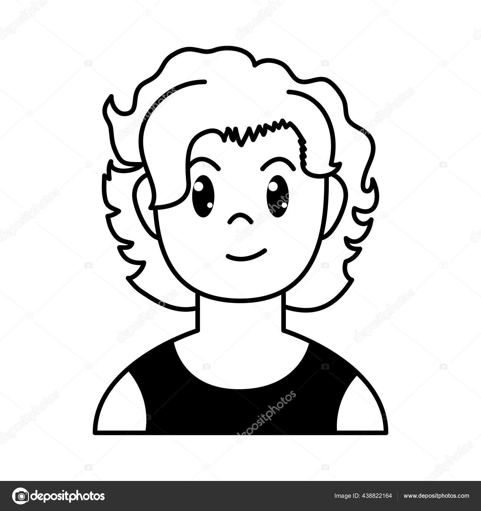 漫画の若い男のアイコンラインスタイル ストックベクター C Vec Stock