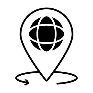 Geliştirilmiş gerçeklik tasarımı, küresel küre simgesi olan konum iğnesi, satır biçimi