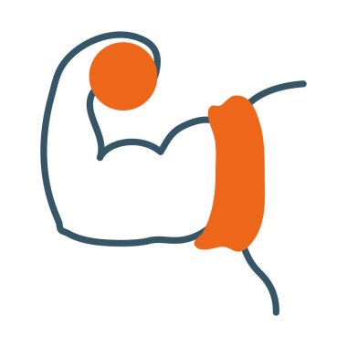 Dambıl tutan kaslı kol, çizgi tarzı.