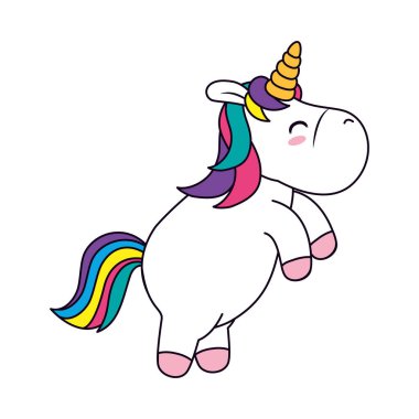 şirin tek boynuzlu at Hind Legs 'in üzerinde duruyor, satır ve dolgu stili