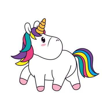 Şirin tek boynuzlu at duruşu, çizgi ve dolgu stili