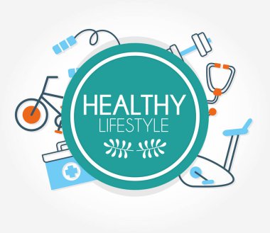 Sağlıklı yaşam tarzı tasarımı ile ilgili simgeler, çizgi biçimi