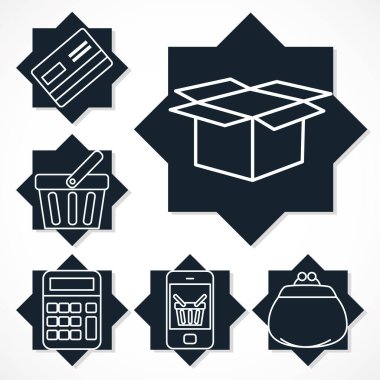 kutu ve alışveriş simgeleri, satır biçimi