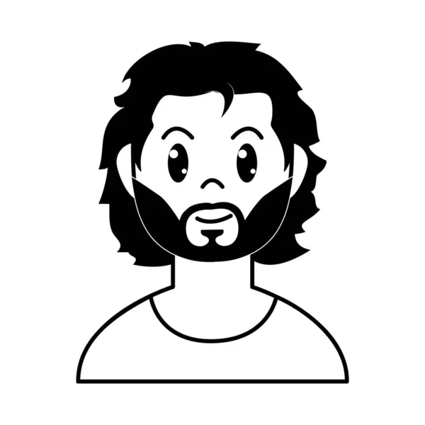 Dibujos animados joven con barba, estilo de línea — Vector de stock