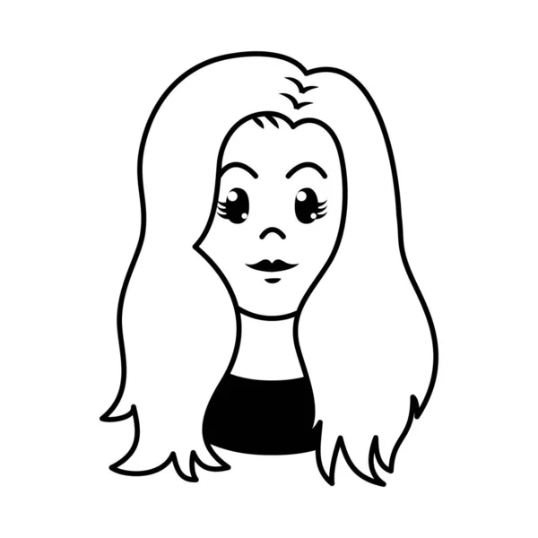 Dessin animé femme blonde aux cheveux longs, illustration vectorielle — Image vectorielle