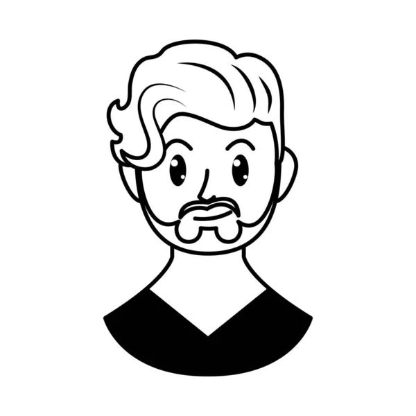 Cartoon blonder Mann mit Bart, Linienstil — Stockvektor