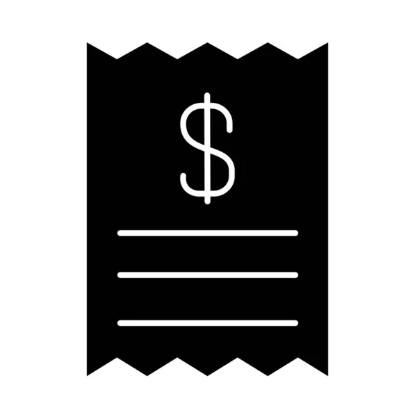 Geld Quittung Symbol, Silhouette Stil — Stockvektor