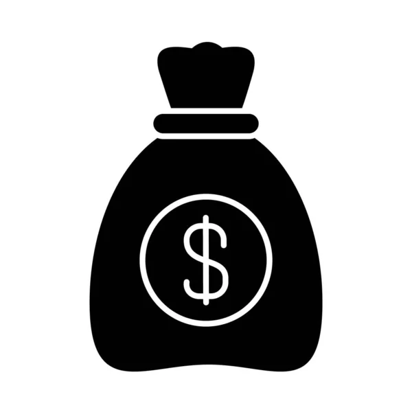 Money bag icon, silhouette style — Stock Vector