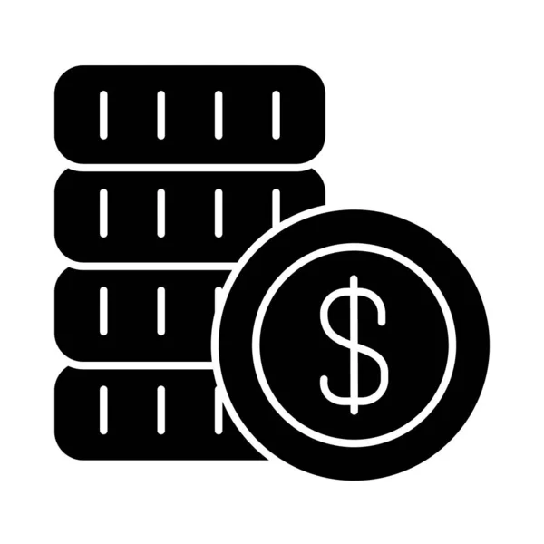 Dinheiro moedas pilha ícone, estilo silhueta —  Vetores de Stock