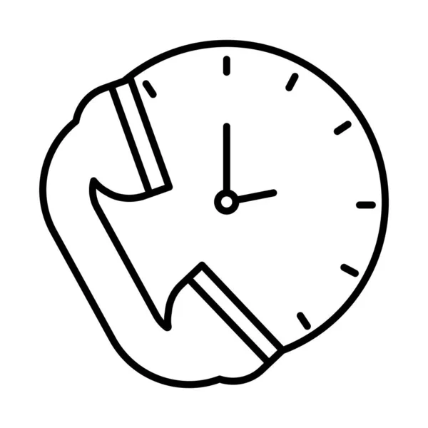 Teléfono y el icono del reloj, estilo de línea — Vector de stock