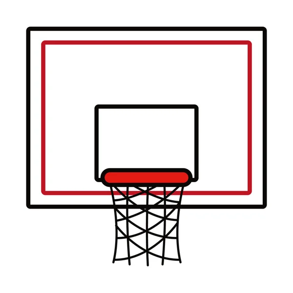 Basketbalbord met net, lijn en vulling stijl — Stockvector