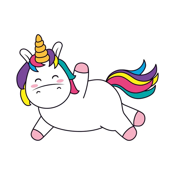 Ikon unicorn cute melompat, baris dan mengisi gaya - Stok Vektor