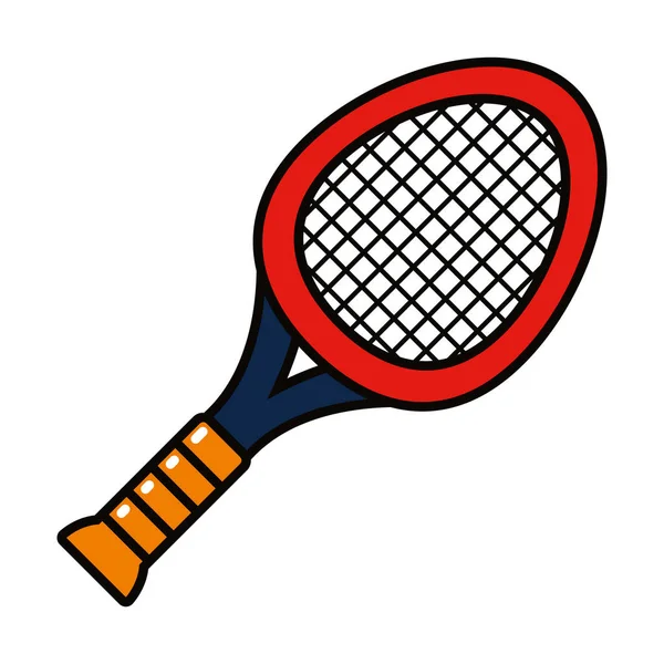 テニスラケットのアイコン、線と塗りつぶしのスタイル — ストックベクタ