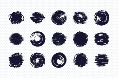 Fırça darbesi daireleri simgesi seti, vektör illüstrasyonu