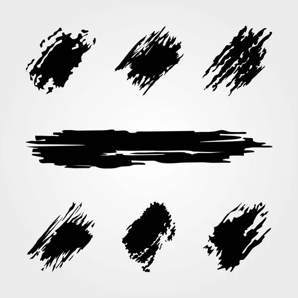 Zwarte verf, penseelstreek icoon set, vectorillustratie — Stockvector