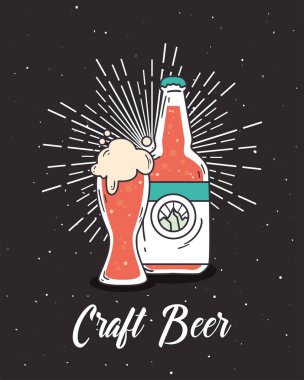 Bira bardağı ve şişe vektör tasarımı