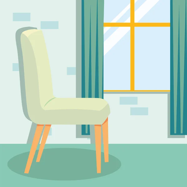 Domácí bílá židle a okna vektor design — Stockový vektor