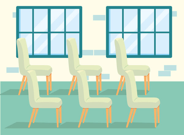 home white chairs and windows vector design
