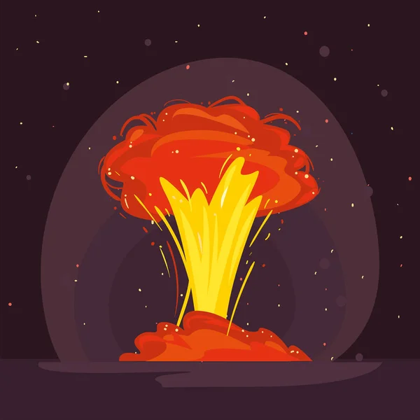 Military explosion at night vector design — Stock Vector