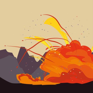 Dağların önünde askeri patlama peyzaj tasarımı