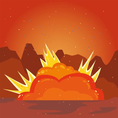 Kırmızı arkaplan vektör tasarımında askeri patlama alevi