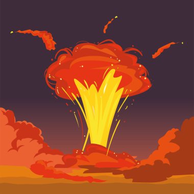 Askeri patlama alev çizgi film vektör tasarımı