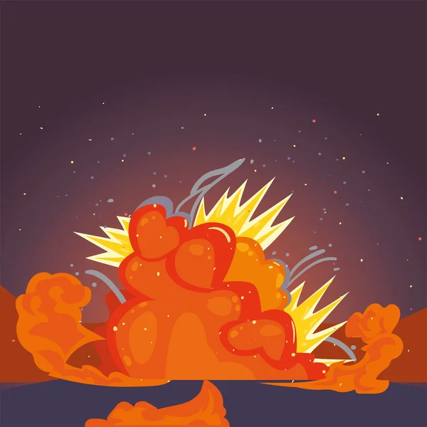 Explosión militar llama en naranja amarillo y rojo colores vector de diseño — Archivo Imágenes Vectoriales