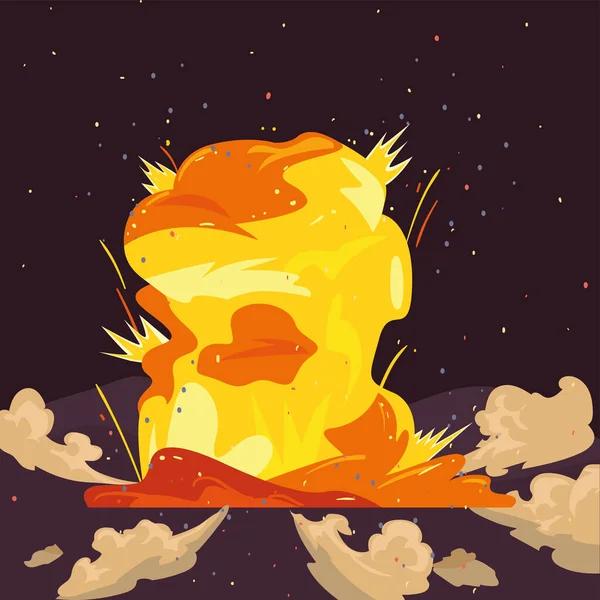Militär gul och orange explosion flamma vektor design — Stock vektor