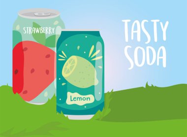 Lezzetli limon ve çilek tasarımı.